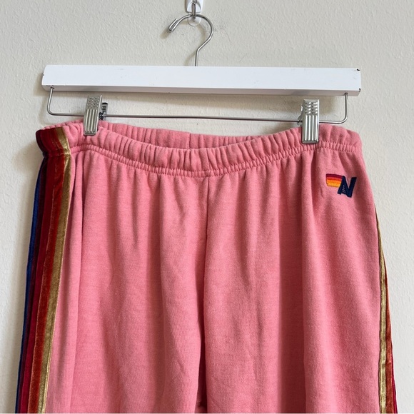 Aviator Nation Pink Velvet Stripe Sweatpants Joggers XL - Picture 5 of 7